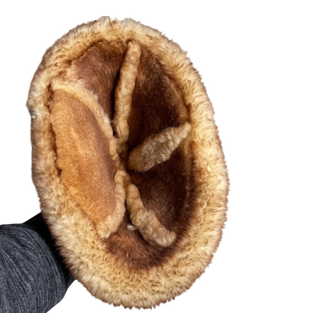 Brown Suede shearling  Winter Hat Cossack‎ vintage - Picture 5 of 6